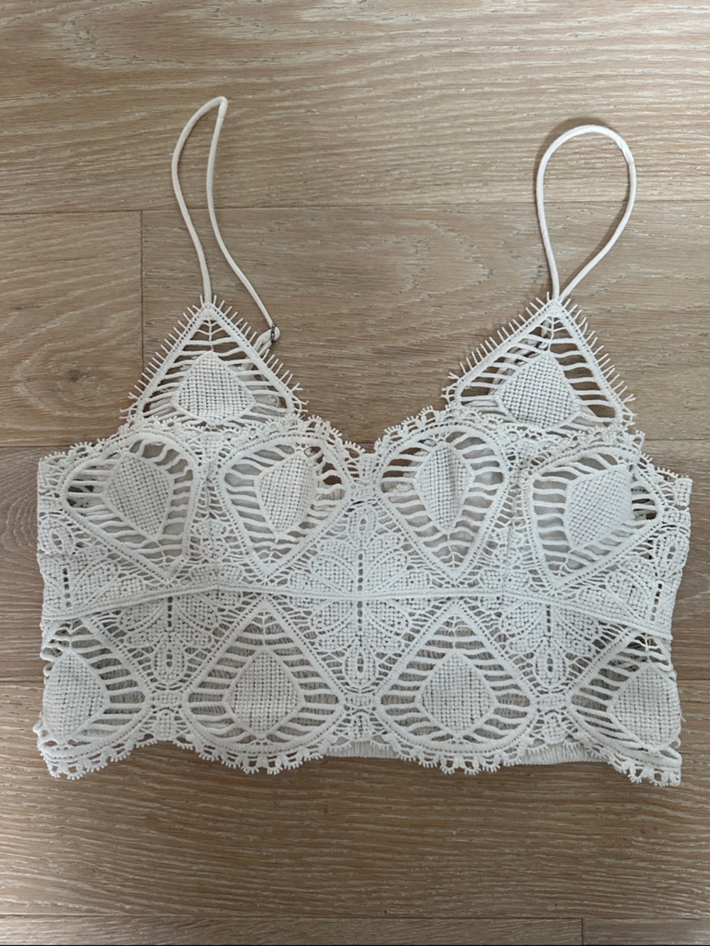 Free People Lace Crochet Bralette White Size Small